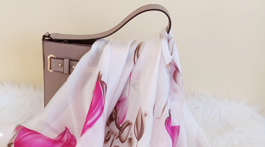 Écharpe en soie explosion d'Amour rosé